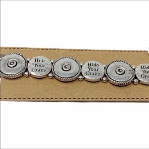 HIDE YOUR CRAZY elastic stretch silver bracelet NEW